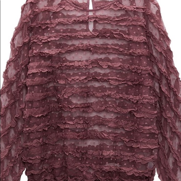 Zara Mauve Ruffled Blouse - Picture 3 of 7